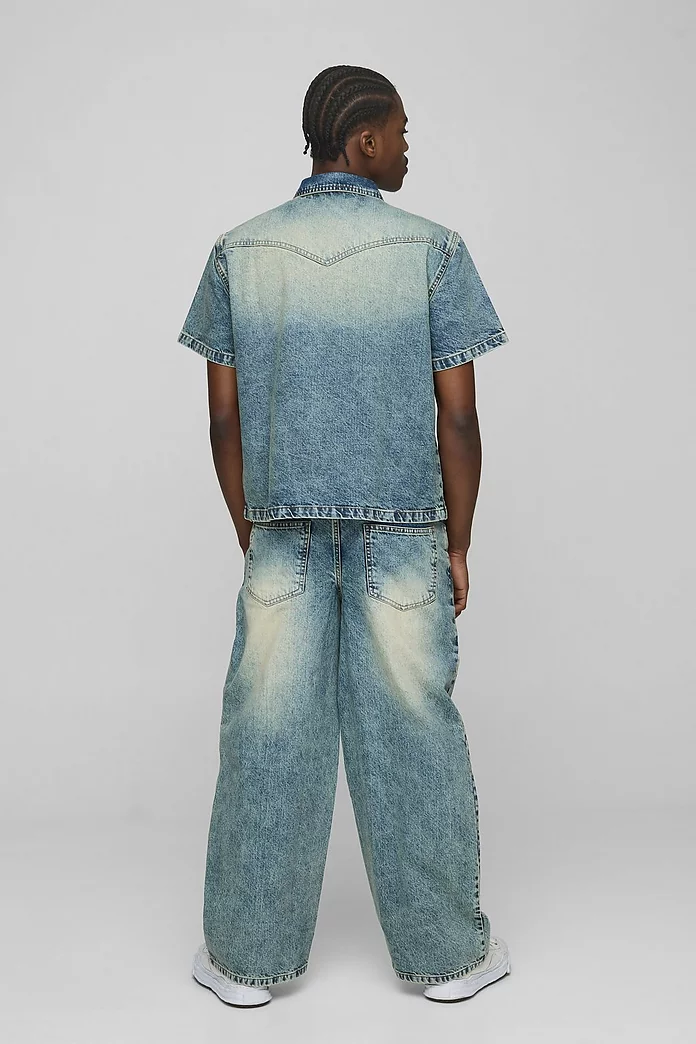 Boxy Washed Denim Shirt | boohooMAN USA Boxy Washed Denim Shirt | boohooMAN USA